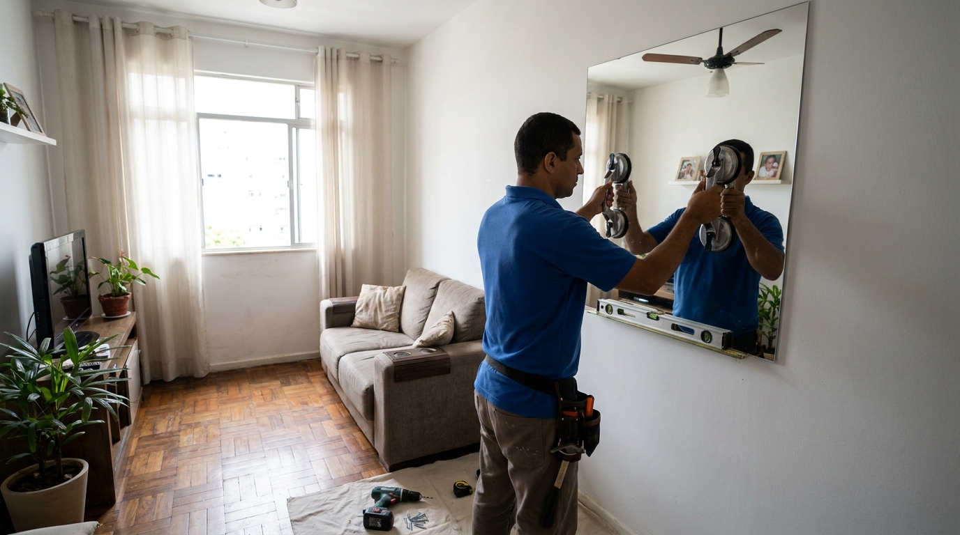 Espelho sob medida com parquet em Santa Maria-RS