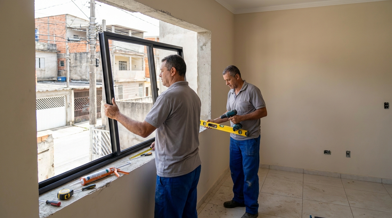 Esquadria de alumínio com vista para rua em Santa Maria-RS